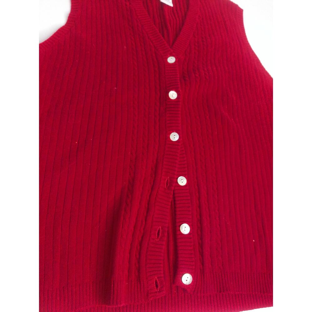Vintage Pendleton Basic Red Cotton Cable Sweater … - image 5